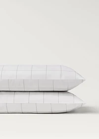 Two cotton percale two-tone check pillowcases 50x75 cm