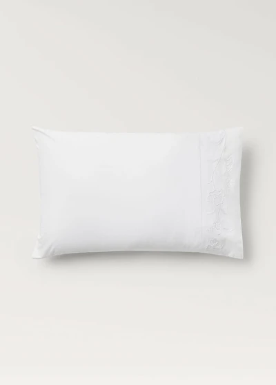 Two cotton hand-embroidered floral pillowcases 50x75 cm
