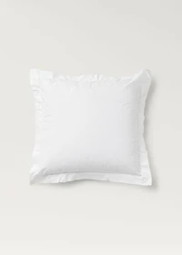 Two cotton pillowcases with hand-embroidered flowers 60x60 cm