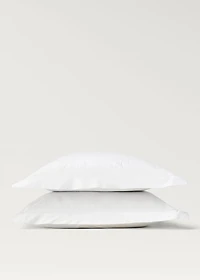 Two cotton pillowcases with hand-embroidered flowers 60x60 cm