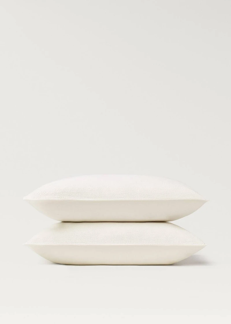 Two textured cotton percale pillowcases 60x60 cm