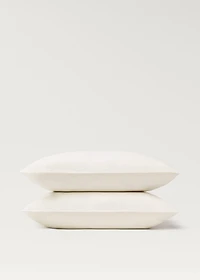 Two textured cotton percale pillowcases 60x60 cm