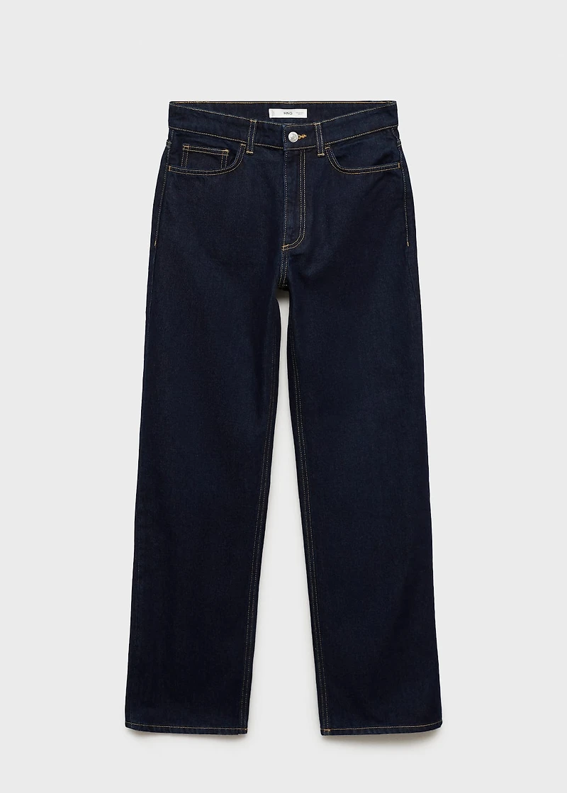 High-waisted straight-fit rinse-wash jeans
