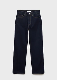 High-waisted straight-fit rinse-wash jeans