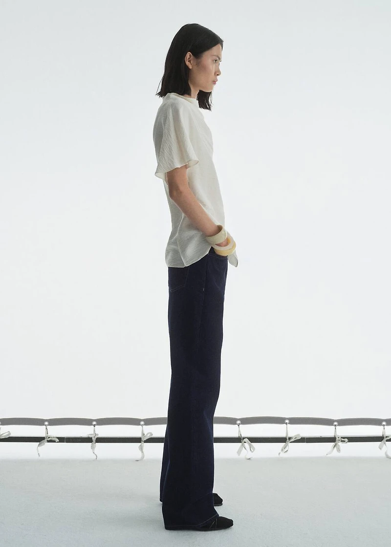 High-waisted straight-fit rinse-wash jeans