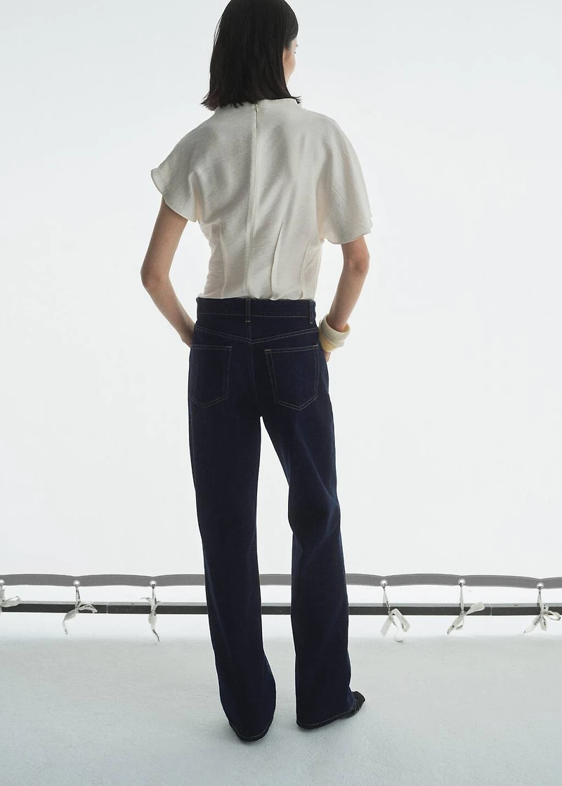 High-waisted straight-fit rinse-wash jeans