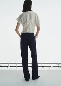 High-waisted straight-fit rinse-wash jeans