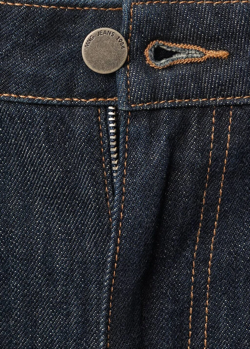 Low-rise wide leg rinse-wash jeans