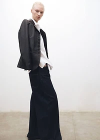 Low-rise wide leg rinse-wash jeans