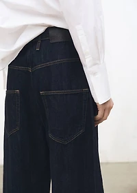 Low-rise wide leg rinse-wash jeans