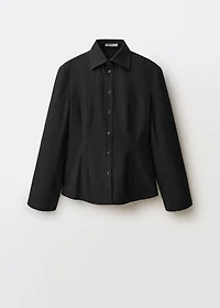 Fitted shirt with cuffless sleeves