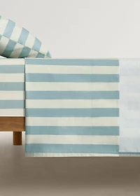 Cotton percale thick-striped top sheet for crib