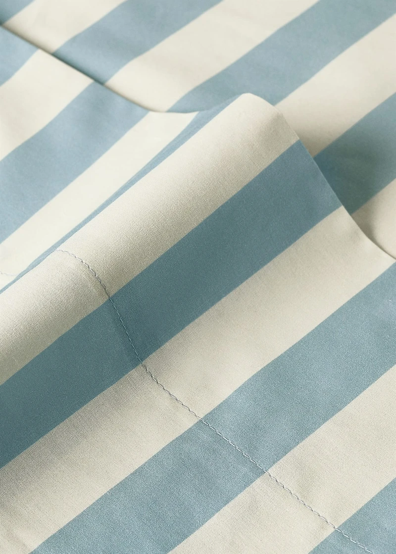 Cotton percale thick-striped top sheet for crib