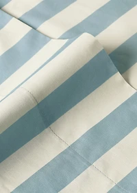 Cotton percale thick-striped top sheet for crib