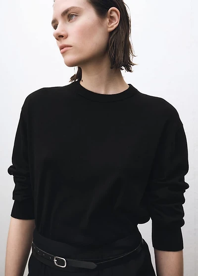 Wool-blend round-neck sweater