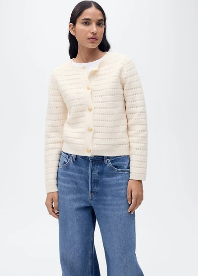 Knitted jacket with lace details
