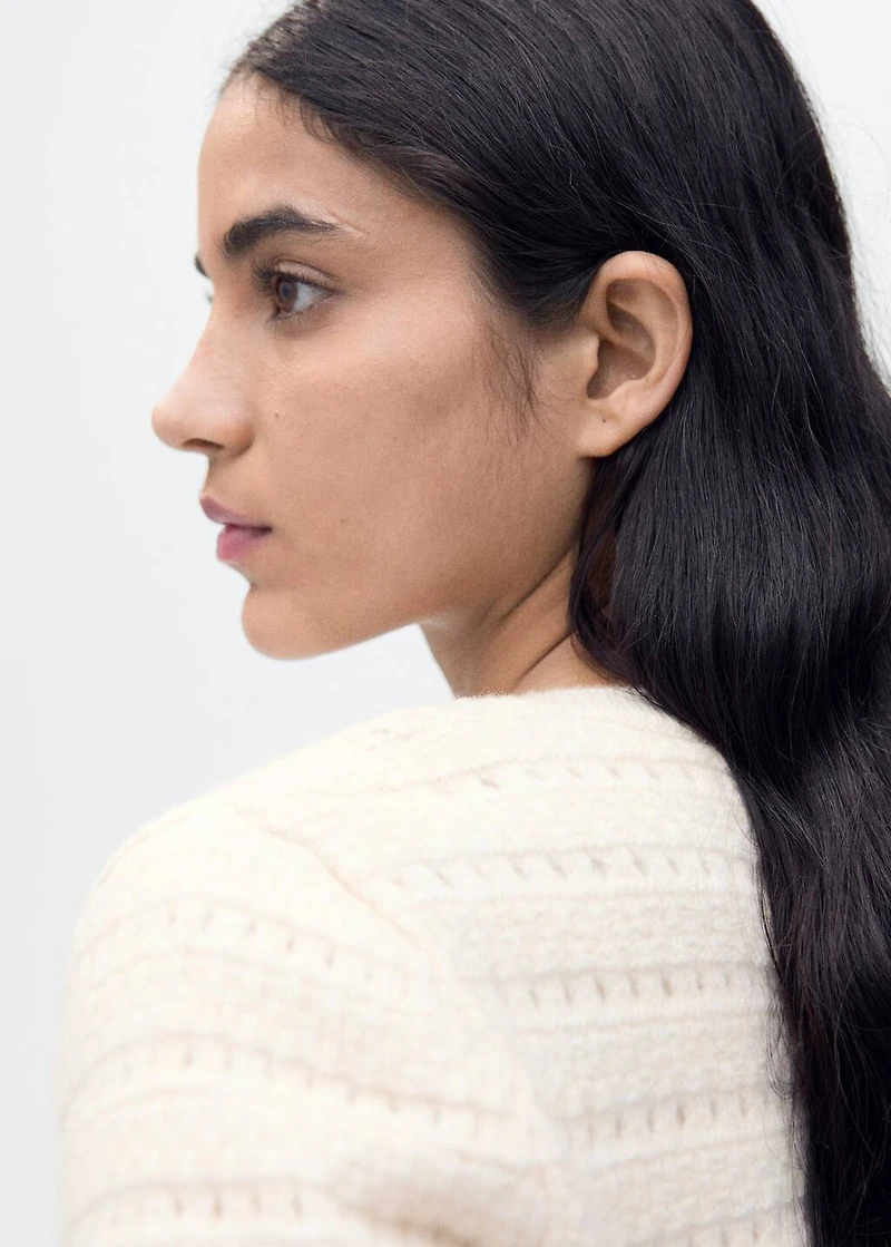 Knitted jacket with lace details