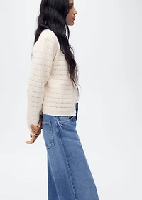 Knitted jacket with lace details