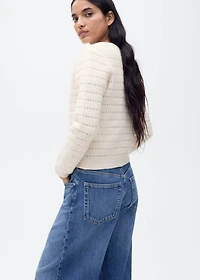 Knitted jacket with lace details