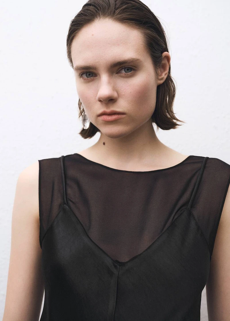 Contrasting satin dress