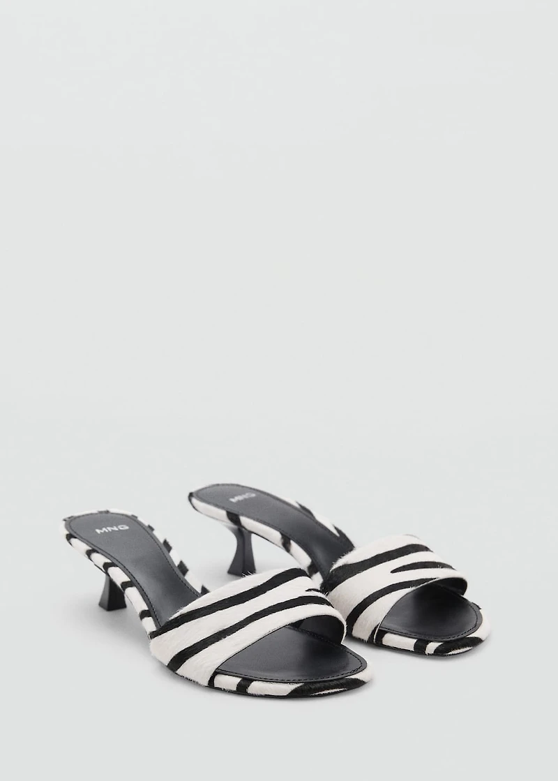Zebra-print fur sandals