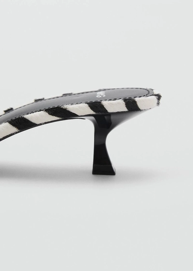Zebra-print fur sandals