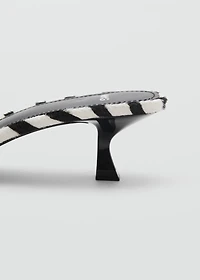 Zebra-print fur sandals