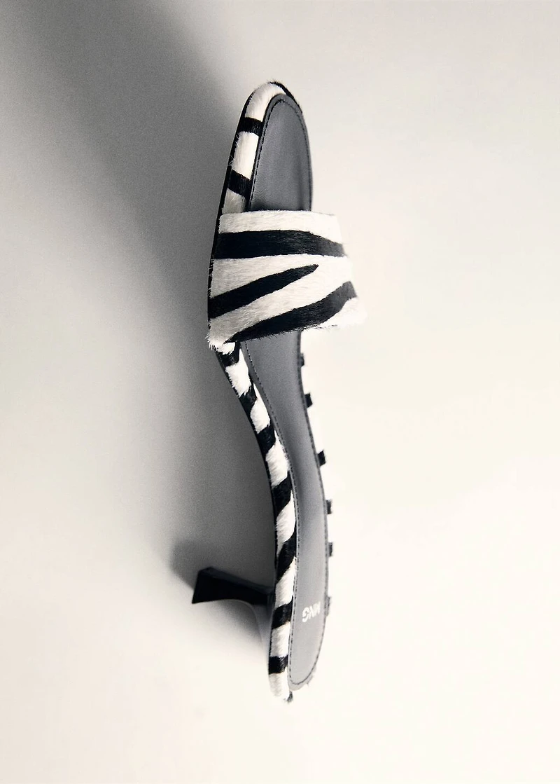 Zebra-print fur sandals