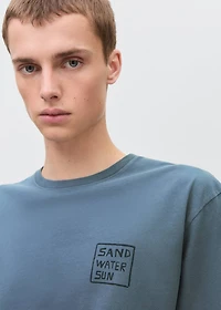 Printed cotton-blend t-shirt