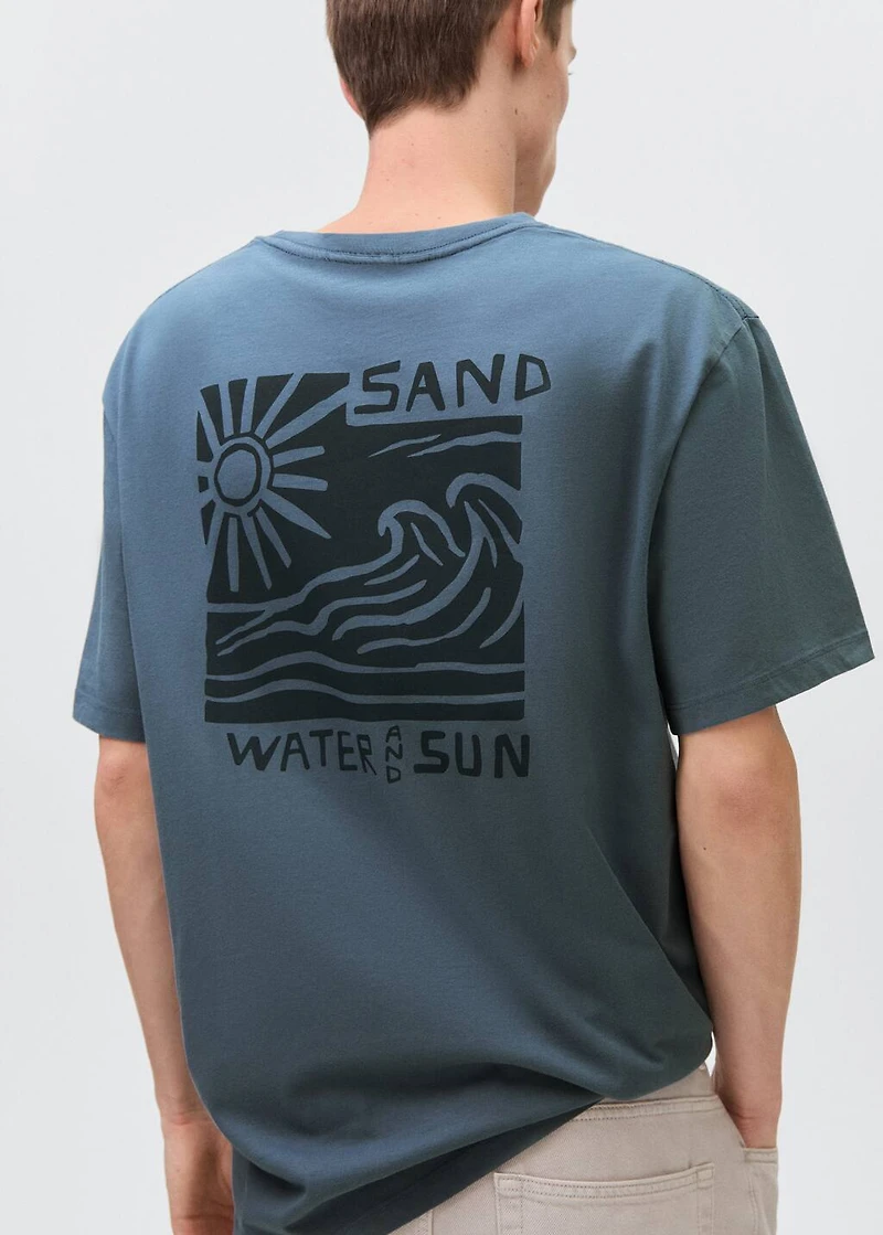 Printed cotton-blend t-shirt