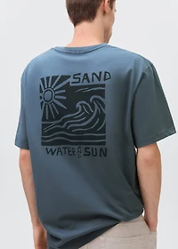 Printed cotton-blend t-shirt