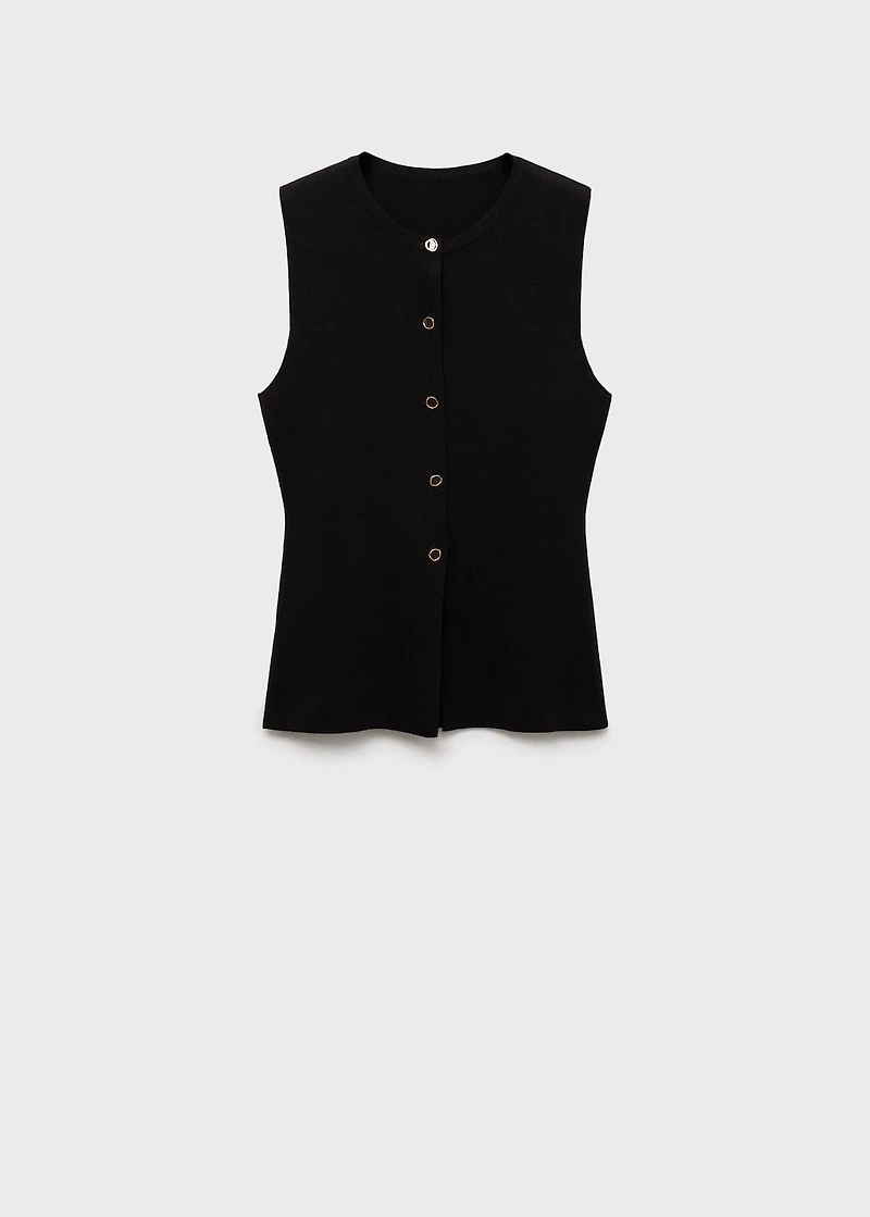 Fine-knit vest with buttons