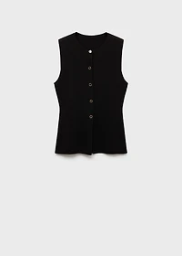 Fine-knit vest with buttons