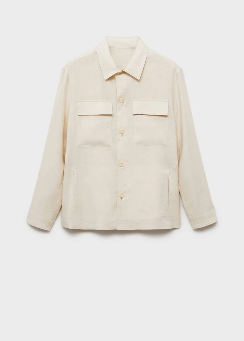 100% linen overshirt with pockets