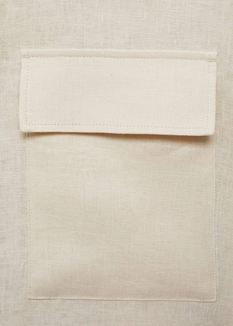 100% linen overshirt with pockets