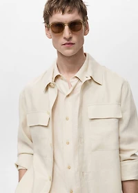 100% linen overshirt with pockets