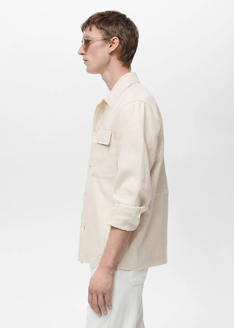 100% linen overshirt with pockets