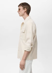 100% linen overshirt with pockets
