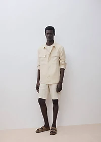 100% linen overshirt with pockets