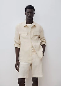 100% linen overshirt with pockets