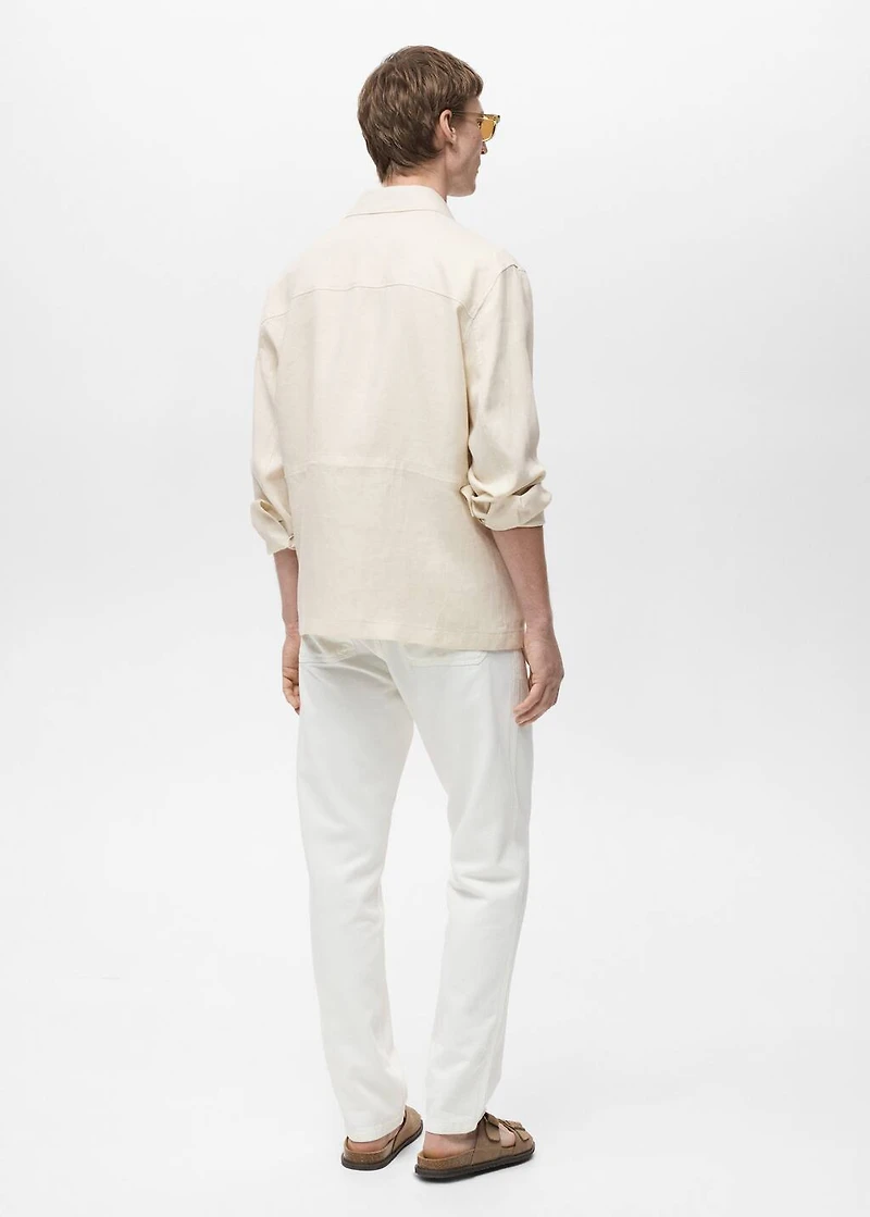 100% linen overshirt with pockets