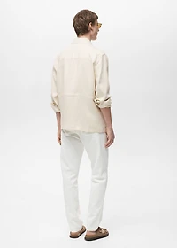 100% linen overshirt with pockets