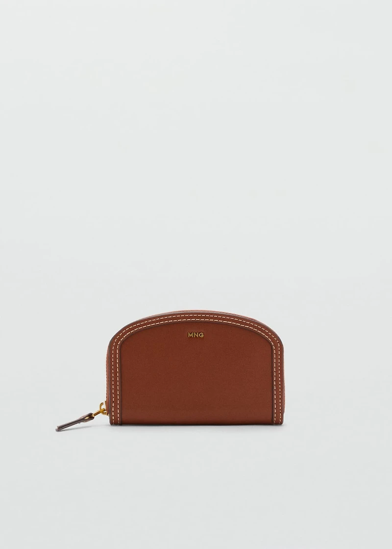 Oval leather-effect wallet