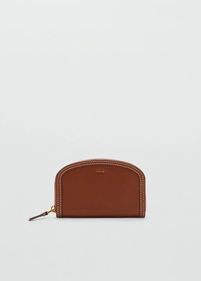 Oval leather-effect wallet