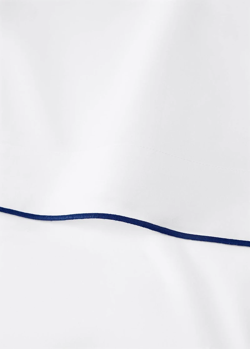 Cotton percale top sheet with contrasting overlock stitching for / cm bed