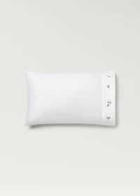 Cotton percale embroidered-flower children's pillowcase 30x50 cm