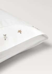Cotton percale embroidered-flower children's pillowcase 30x50 cm