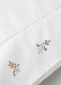 Cotton percale embroidered-flower children's pillowcase 50x75 cm