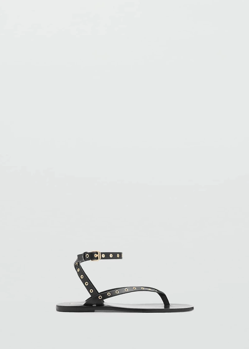 Leather sandals with eyelet straps
