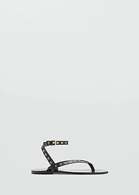 Leather sandals with eyelet straps